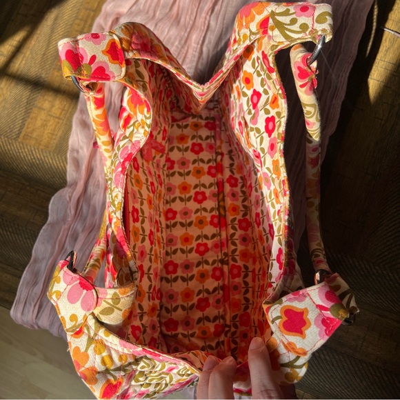 Vera Bradley Quilted Floral Hobo Bag Boho Y2K Cottagecore Shoulder Purse - Picture 11 of 16